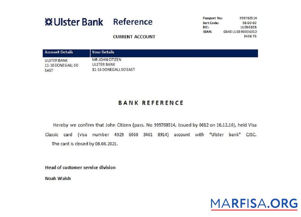 Realistic Ireland Ulster bank closure reference real example